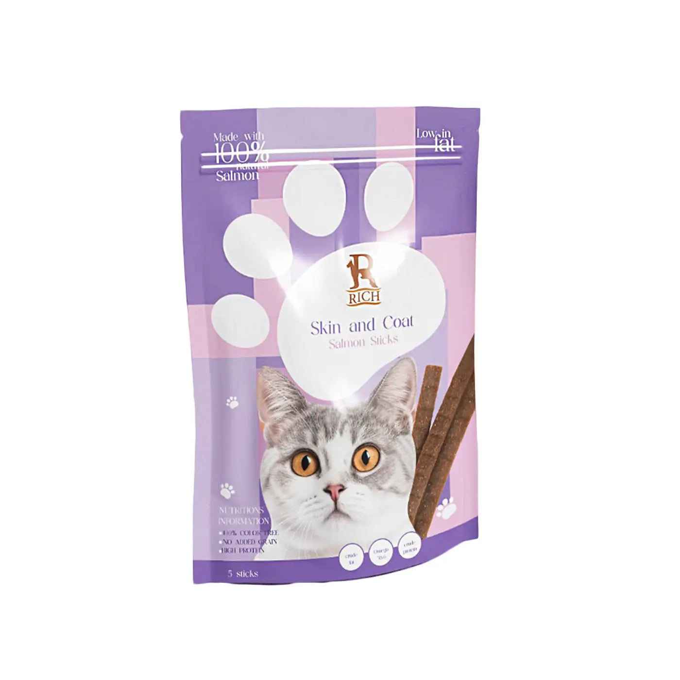 Rich Cat Skin And Coat Salmon 5 Sticks 35g - Mickey's Pets Store