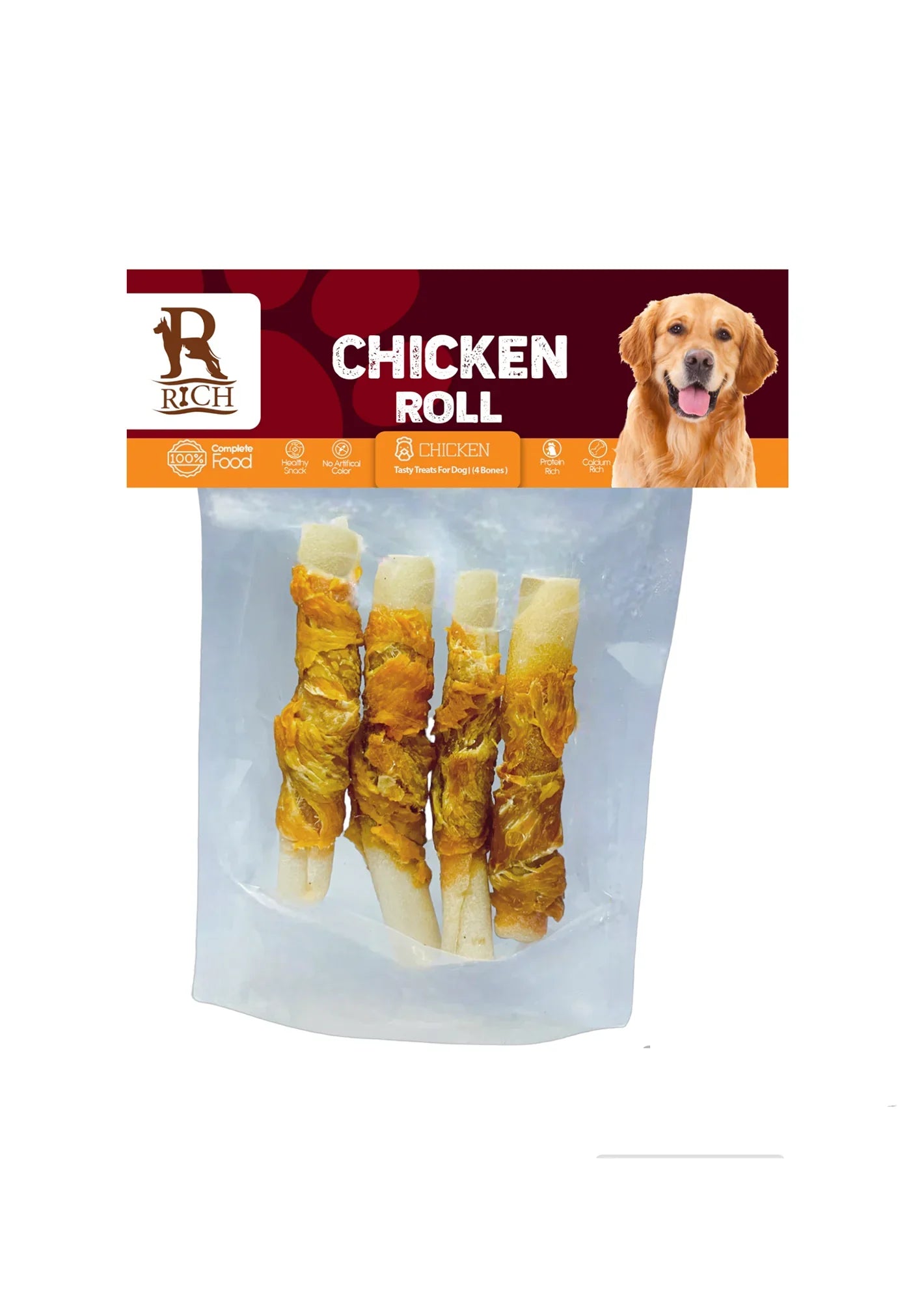 Rich Chicken Roll Dog Treats 4 pcs - Mickey's Pets Store