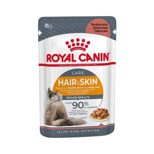 Royal Canin Hair and Skin in Gravy Wet Cat Food Pouch 85g - Mickey's Pets Store