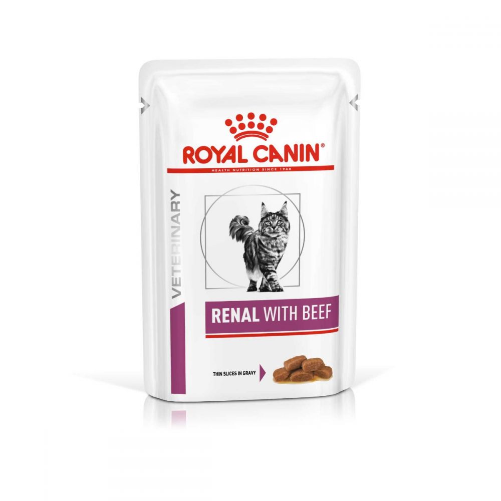 Royal Canin Wet Cat Food _Veterinary Diet Feline Renal with Beef (85gm / Pouch) - Mickey's Pets Store