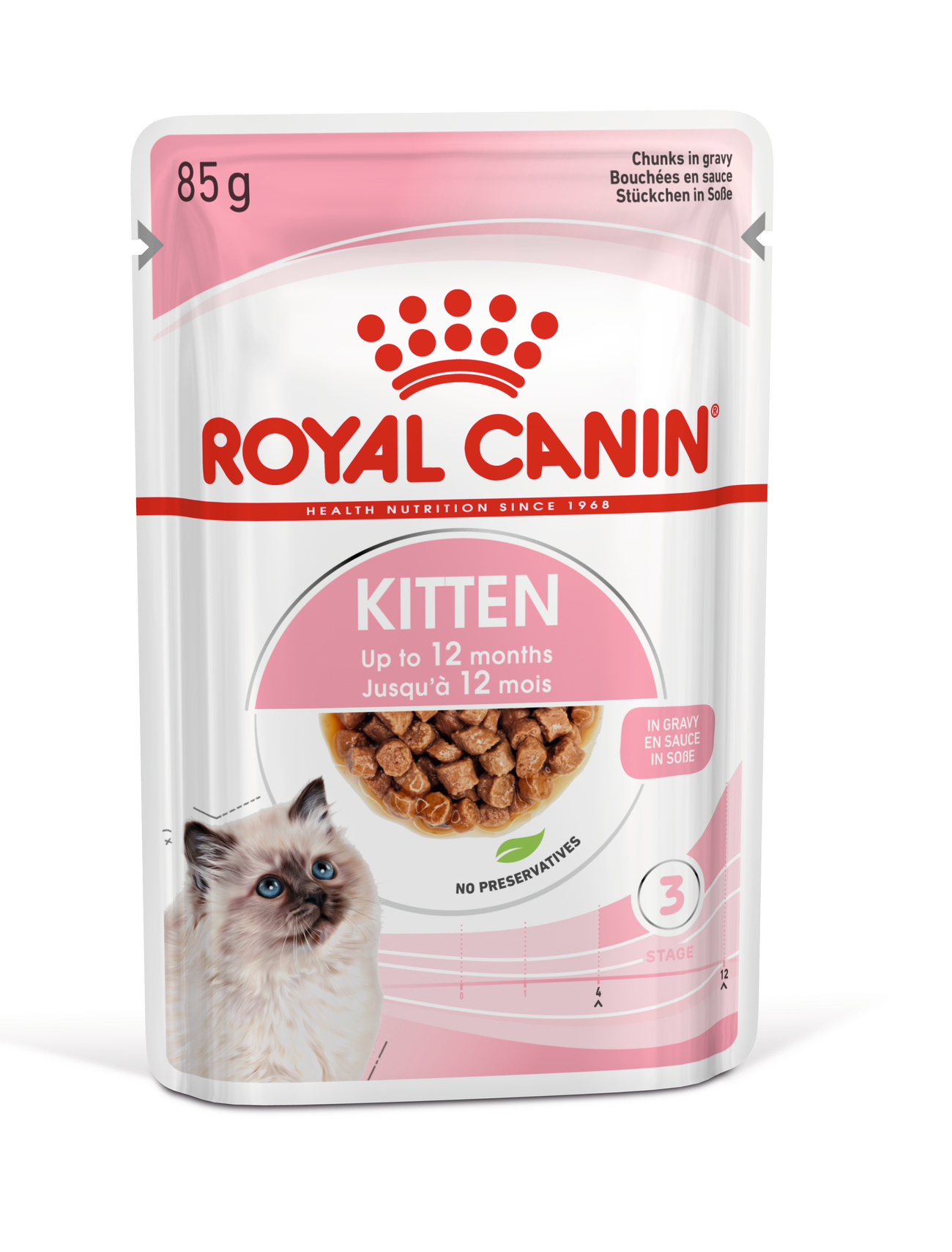 Royal Canin Wet Food for kitten (Up to 12 months) Chunks in Gravy (85gm / Pouch) - Mickey's Pets Store