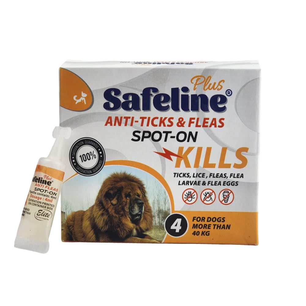 SAFELINE Plus Anti Fleas Spot-On 4 For Dogs More Than 40kg - Mickey's Pets Store