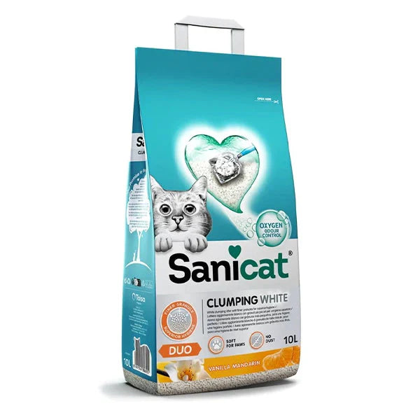 SaniCat Litter Clumping white DUE - 10L - Mickey's Pets Store