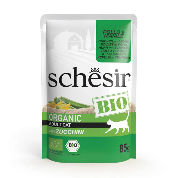 Schesir Chicken And Pork Bio Cat With Zucchini in paté 85g in pouch - Mickey's Pets Store