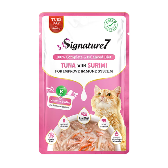 Signature 7 Tuna with Surimi with Vitamin B Mix For Immune System (Tuesday) 50g - Mickey's Pets Store