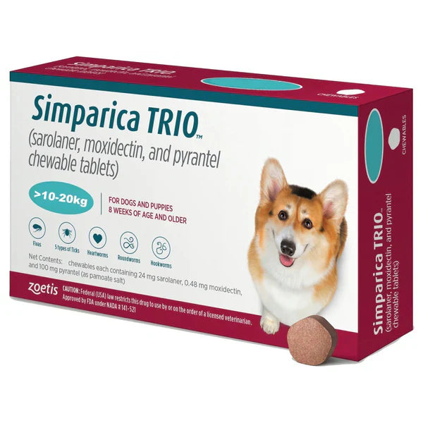 Simparicca TRIO 10-20kg  (one tablet) - Mickey's Pets Store