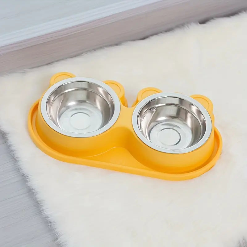Stainless Steel Cat Double Bowls, 2 In 1 Removable Cat Feeder Bowl For Food And Water With Stand, Non-slip Pet Feeding And Drinking Supplies - Mickey's Pets Store