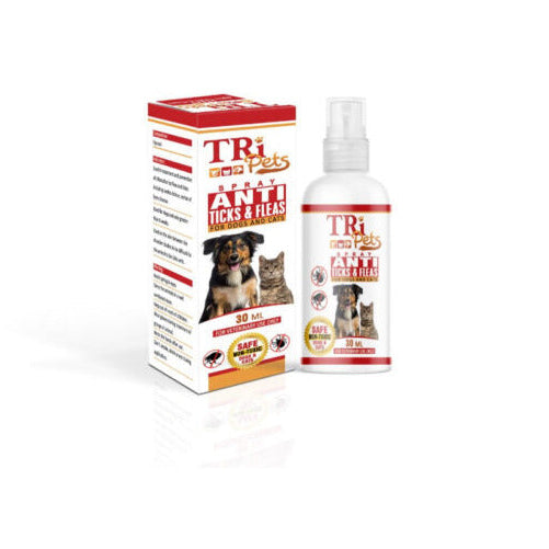 TRI PETS ANTI TICKS & FLEAS SPRAY 30 ML - Mickey's Pets Store