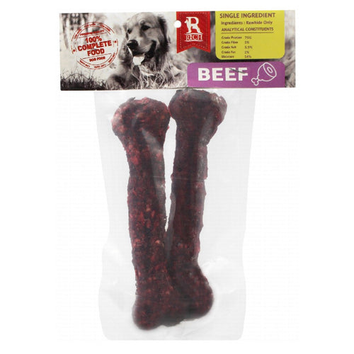 Rich Beef Rawhide Bones Dog Chew Treats 2 pcs - Mickey's Pets Store