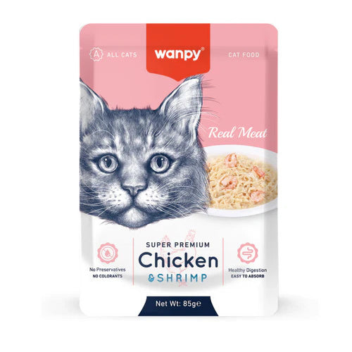 Wanpy Adult Cat Real Meat Chicken and Shrimp 85g - Mickey's Pets Store