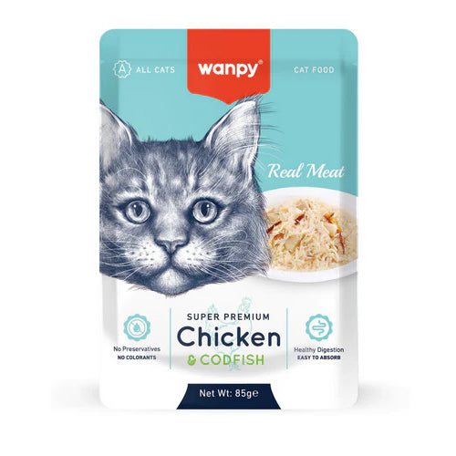 Wanpy Adult Cat Real Meat Chicken and Codfish 85g - Mickey's Pets Store