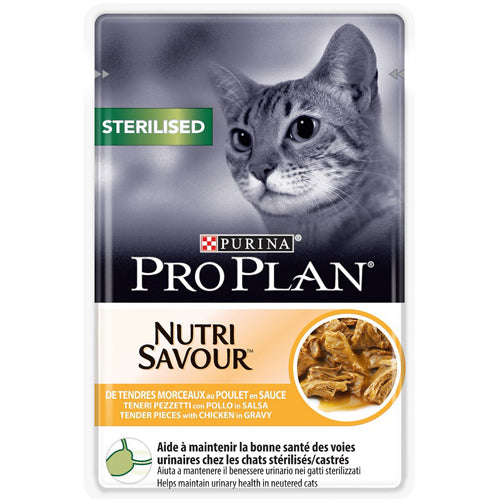 Purina Pro Plan Sterilised Nutri Savour with Chicken in Gravy Wet Cat Food Pouch 85g - Mickey's Pets Store