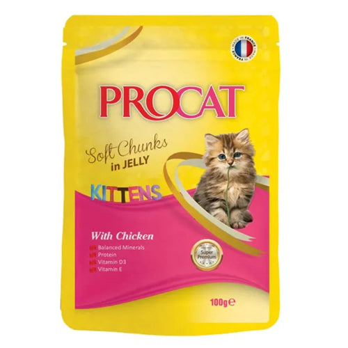 PROCAT Kitten Soft Chunks in Jelly with Chicken 100g - Mickey's Pets Store