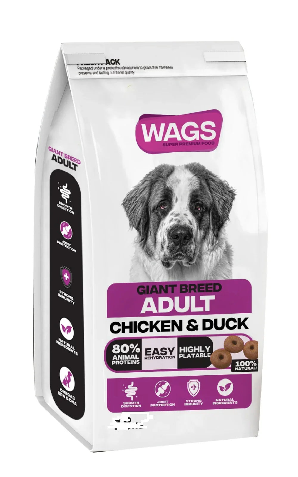 WAGS DOG DRY FOOD ADULT GIANT BREED CHICKEN & DUCK(4kg/18kg) - Mickey's Pets Store