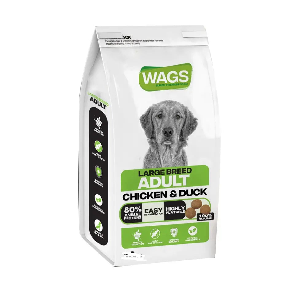WAGS DOG DRY FOOD ADULT LARGE BREED CHICKEN & DUCK(4kg/18kg) - Mickey's Pets Store