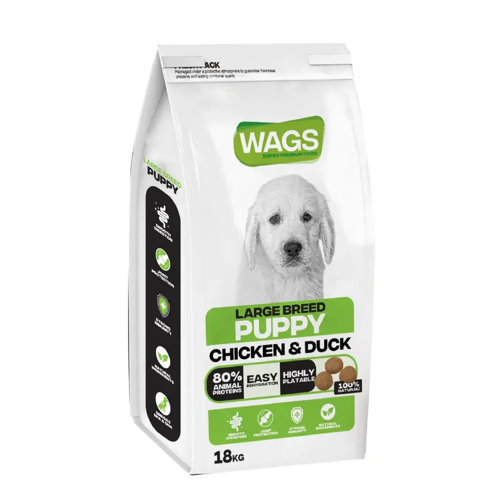 WAGS DOG DRY FOOD PUPPY LARGE BREED CHICKEN & DUCK(4kg/18kg) - Mickey's Pets Store