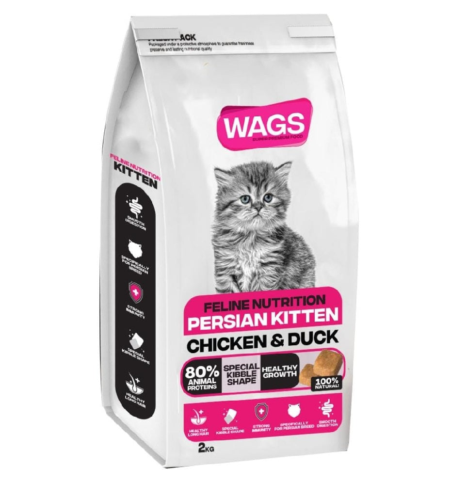 WAGS Dry food For Persian kitten Cat with chicken and duck 400g 2kg - Mickey's Pets Store