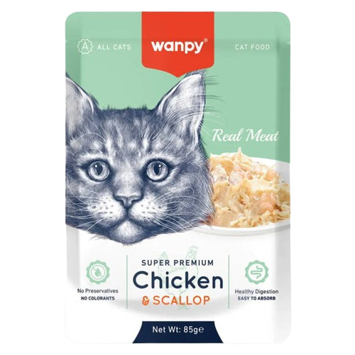Wanpy Adult Cat Real Meat Chicken and Scallop 85g - Mickey's Pets Store
