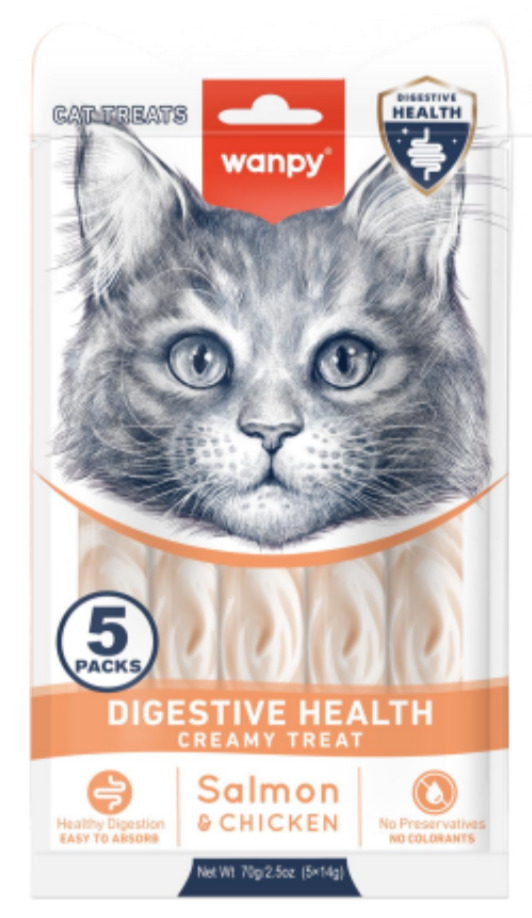 Wanpy Cat Digestive Health Creamy Treat Salmon & Chicken (1Piece/5Pieces) - Mickey's Pets Store