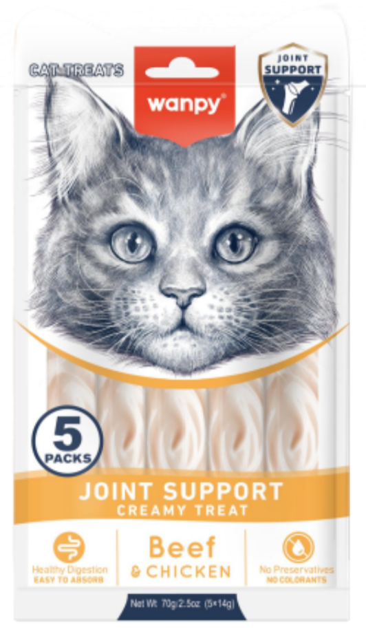 Wanpy Cat Joint Support Creamy Treat Beef & Chicken (1Piece/5Pieces) - Mickey's Pets Store