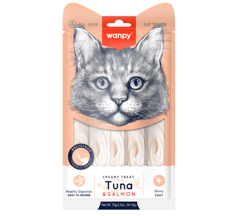 Wanpy Creamy Cat Treats with Tuna & Salmon - Mickey's Pets Store
