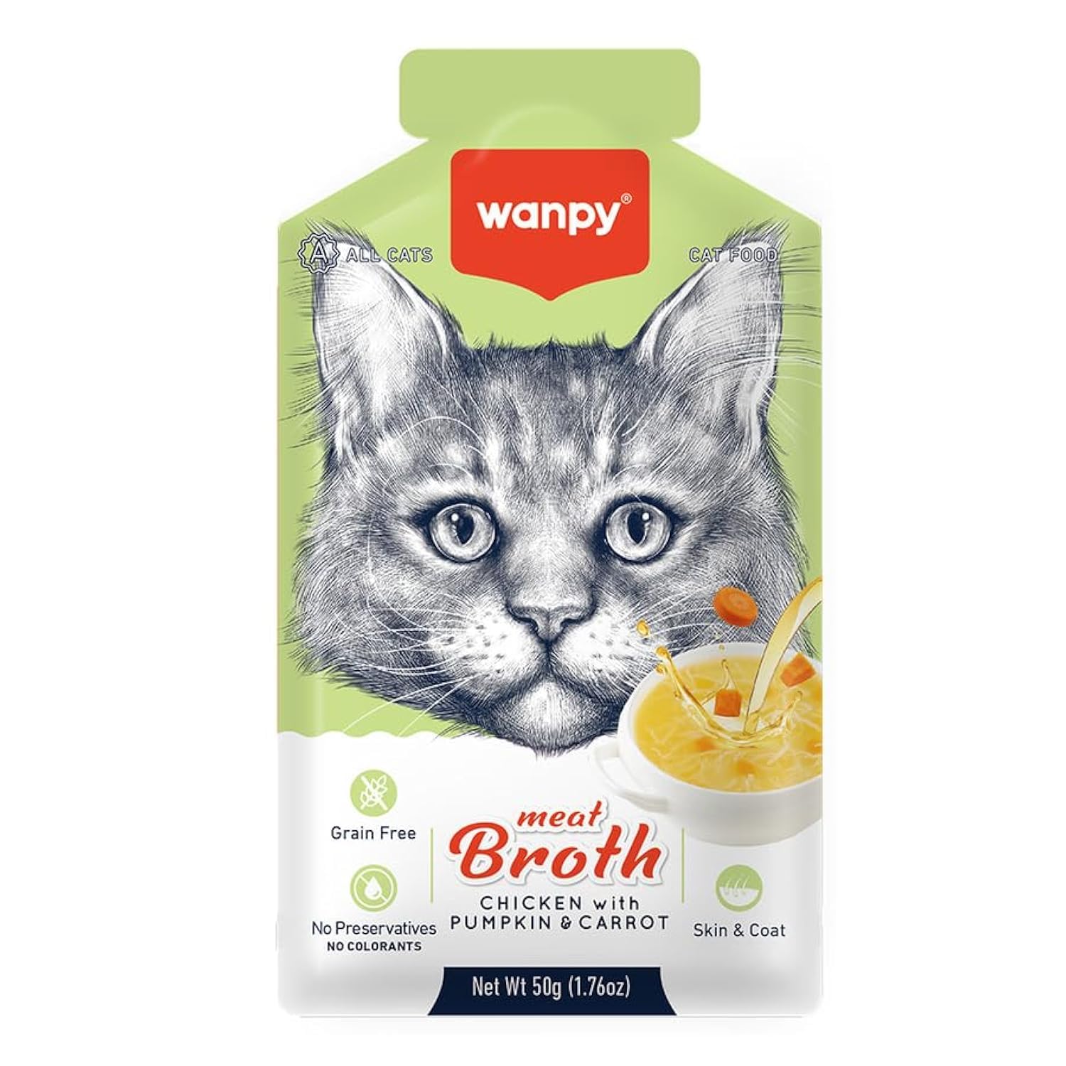 Wanpy Meat Broth Chicken for Cats with Pumpkin & Carrot 50g - Mickey's Pets Store
