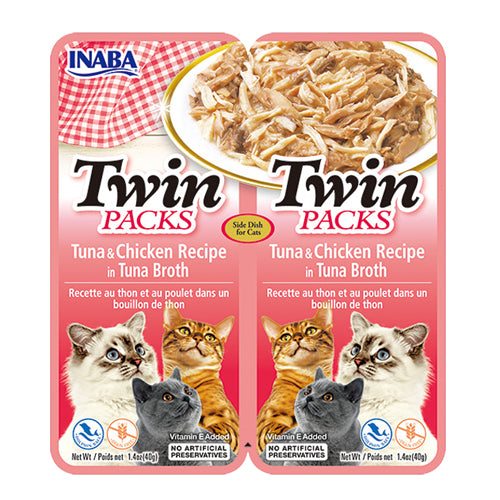 INABA Twin Packs for Cats with Tuna and Chicken Recipe in Tuna Broth 40g - Mickey's Pets Store