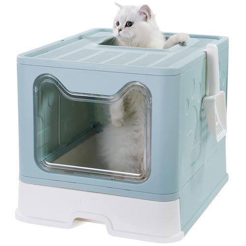 Mlorine Foldable Portable Travel Extra Large Covered Cat Litter Box with Lid Top Entry - Mickey's Pets Store