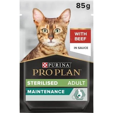 Purina Pro Plan Sterilised Wet Cat Food, Beef in Gravy 85g - Mickey's Pets Store