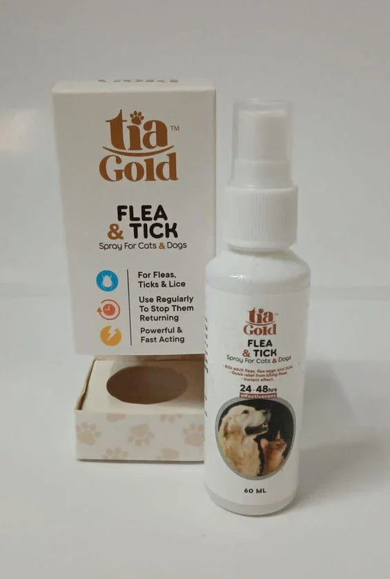 tia gold Flea And Tick Spray For Cats And Dogs 60ml - Mickey's Pets Store