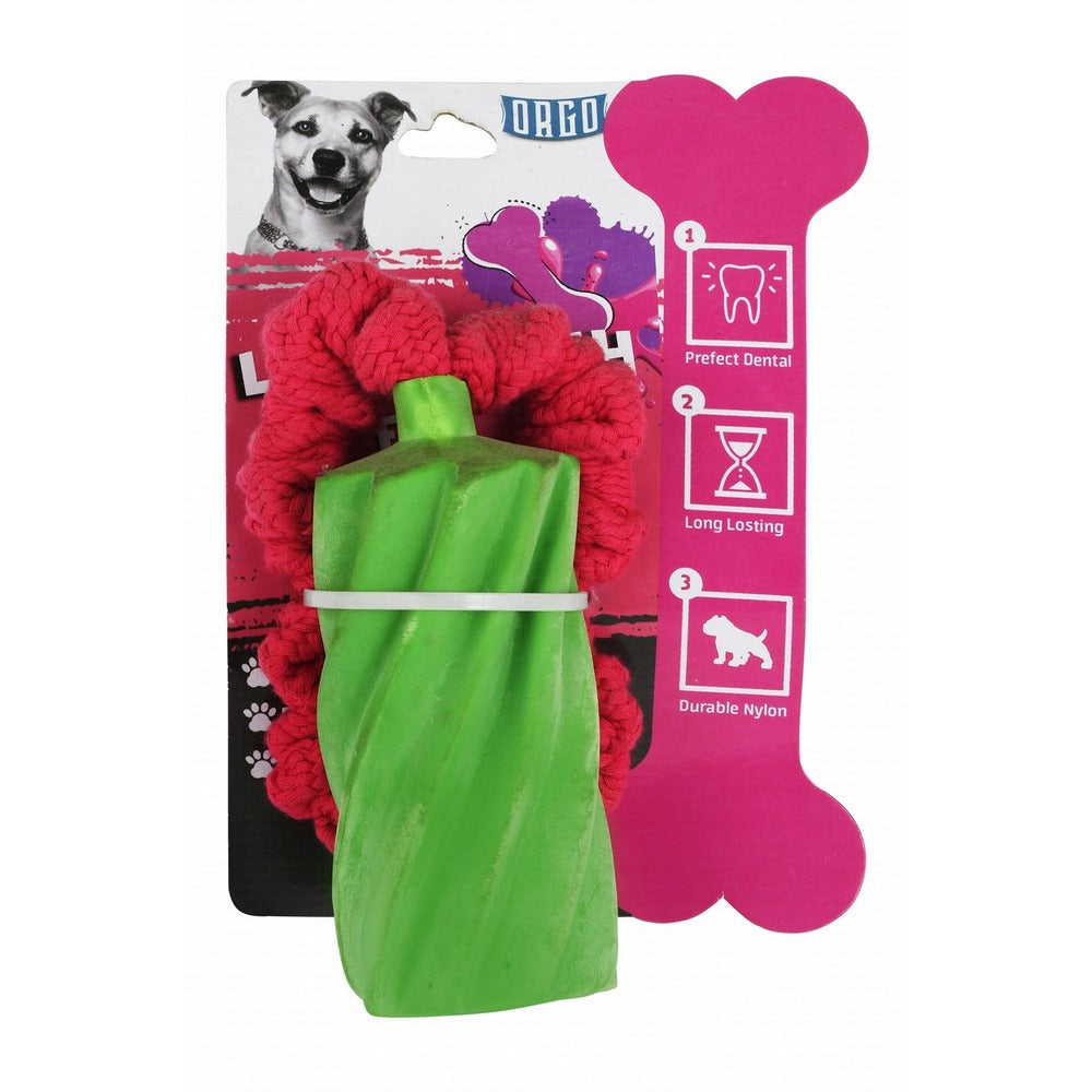 Orgo Green & Pink Nylon & Latex Plush Dog Toy - Mickey's Pets Store