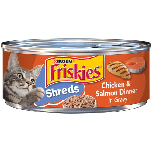 PURINA Friskies Savory Shreds Chicken and Salmon in Gravy Wet Cat Food 156g - Mickey's Pets Store