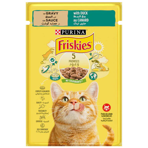 PURINA Friskies with Duck Chunks in Gravy Wet Cat Food Pouch 85g - Mickey's Pets Store