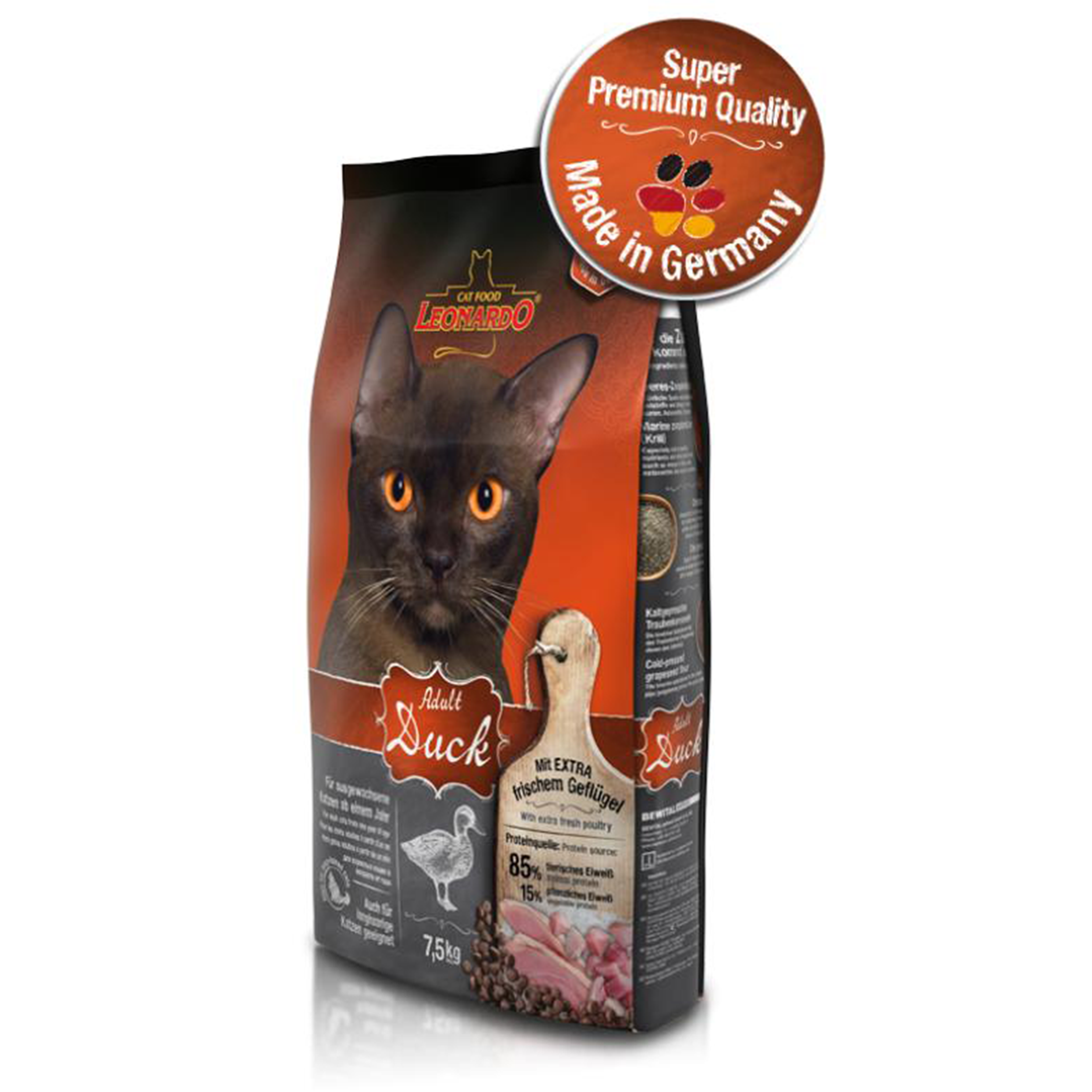 LEONARDO Adult Cat Dry Food with Duck  7.5kg - Mickey's Pets Store