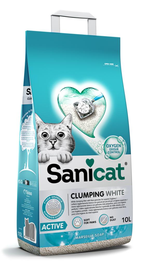 Sani Cat Clumping White - 10L with marseille soap - Mickey's Pets Store