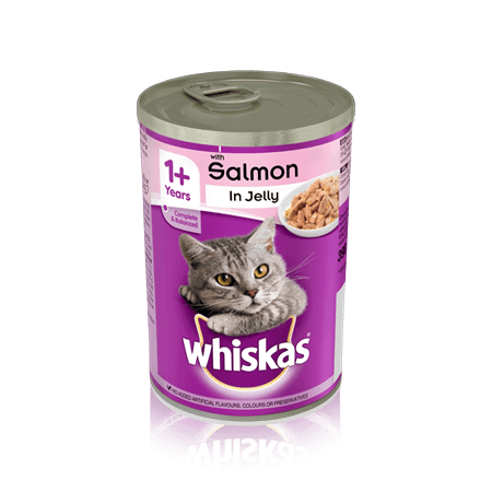 WHISKAS 1 Plus Can with Salmon in Jelly 390g - Mickey's Pets Store