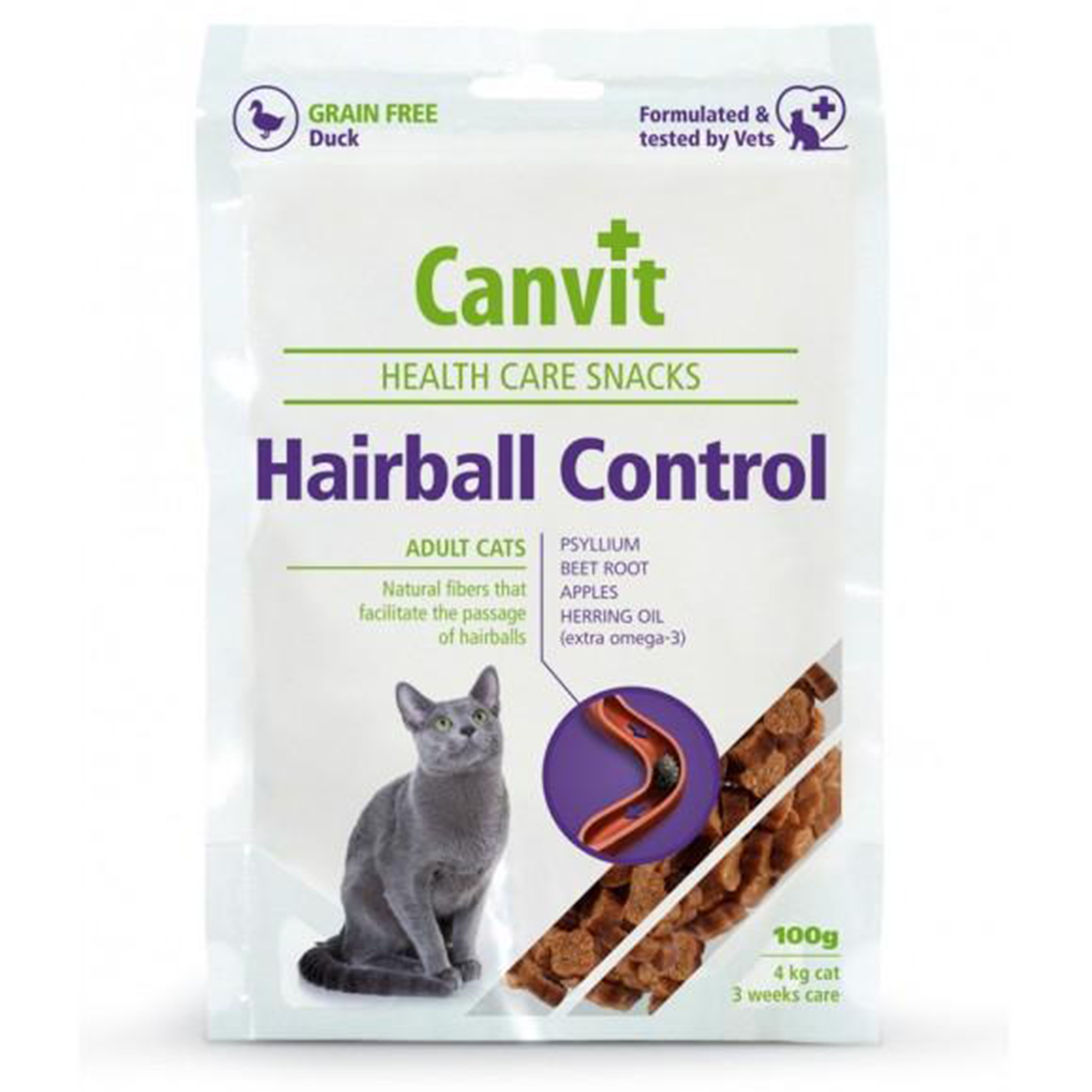 Canvit Health Care Snacks Hairball Control For Adult Cats - Duck100 g - Mickey's Pets Store